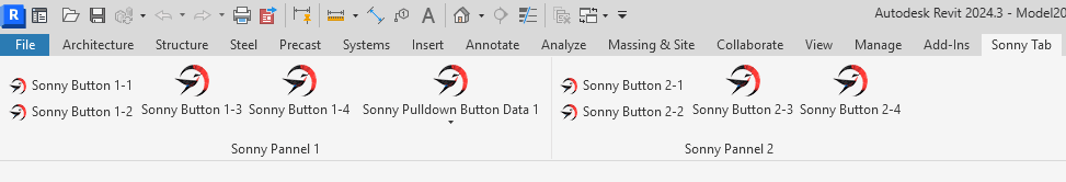 Ribbon UI mẫu được tạo bằng EasyRibbon